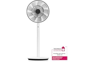 BALMUDA The GreenFan | Stand-/Tischventilator | DC Motor | Leise 13 dB | 1.5W Energie Sparen | 15m Reichweite | Design | Made in Japan | EGF-1700 (Weiß x Schwarz) 2021 Neues Modell