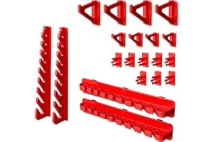 BOTLE Juego de 20 portaherramientas para pared o taller, color rojo