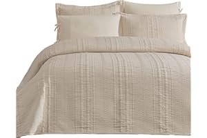 ‎ELART Elart Tagesdecke 220x240 cm und 2 Kissenbezüge 50x70 cm | Bettdecke, Bettüberwurf, Tagesdecken | Jacquard-Gewebt Wohndecke weich und Modern | Cappuccino