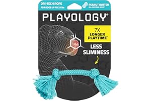 Playology Dog Toys | Dri-Tech Rope Toy Tug of War Rope for Aggressive Chewers | Small Peanut Butter Scented Toy - Easy to Clean and Made from Non Toxic Materials