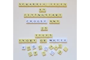 Flyingstart Pick and Mix White Letter tiles fits Scrabble game - Choose your own Letters (Pack of 25)