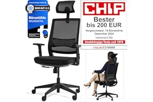 ‎VALKENSTOL VALKENSTOL M2 Ergonomic Office Chair Test Winner - Height-Adjustable Desk Chair with Lumbar Support, Breathable Mesh Back, 360° Swivel Chair, Maximum Load 150 kg for Office and Home Office
