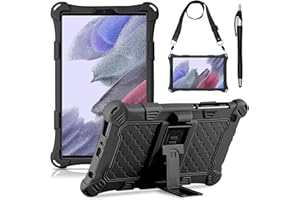KATUMO Etui do Samsung Galaxy Tab A7 Lite 8,7 "2021 SM-T220/T225 Silikonowe etui odporne na wstrząsy etui dla dzieci do Galaxy Tablet A7 Lite 8,7 cala, pasek na ramię i pióro dotykowe, czarny