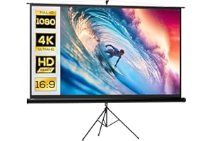 HOMCOM Telo Proiettore da 100 Pollici 4K HD Formato 16:9 con Treppiede Pieghevole e Altezza Regolabile, Schermo Proiettore Portatile, Grandangolo di 160 Gradi, per Casa, Home, Cinema, Esterno, Nero