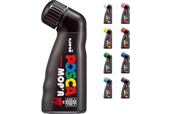 POSCA - Uni Mitsubishi Pencil - Marqueur MOP'R - Pointe Ronde XXL 3-19 mm - Forme Ergonomique, Corps Semi-Rigide - Marqueur Peinture À Base d'Eau - Tout Support - Noir