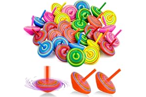 ALFFREUDE 30 Stück Kreisel aus Holz Bunt Spielzeugkreisel Holzkreisel für Mitgebsel Kindergeburtstag Gastgeschenke Partydekorationszubehör