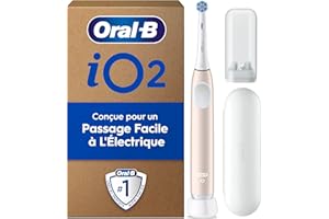 Oral-B Brosse A Dents Electrique iO 2 Rose Clair, 3 Modes De Nettoyage, Brossage Souple Et Silencieux, Capteur De Pression, Brossette Oral B De Rechange, Etui De Voyage, Emballage Carton