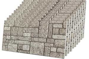 IZODEKOR Paneles de pared 3D efecto ladrillo, paneles de poliestireno para salón, cocina, baño, balcón, dormitorio, parte trasera del mostrador y terraza, 10 unidades, patio trasero