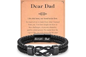 VOSAP Gifts for Dad Grandad Husband Son Grandson, Infinity Knot Leather Bracelet for Brother Uncle Boyfriend Nephew, Christmas Birthday Fathers Day Valentines Gifts for Him, Stocking Fillers for Men Boys