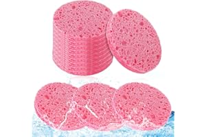 Momowin 60 Pezzi spugnette viso pulizia,Spugnette struccanti lavabili,Spugne compatte riutilizzabili per la rimozione del trucco, I'esfoliazione e la pulizia del viso