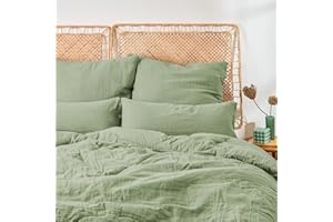 Blumtal Pościel Musselin 200x220 cm - Pościel bawełniana OEKO-TEX, poszewka na kołdrę 200x220 + 2x poszewki na poduszki 80x80, letnia pościel zielona