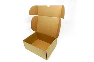 TECH-PAC Paquete de 10 cajas de cartón de 205 mm x 150 mm x 83 mm, 20 x 6 x 3 1/4 pulgadas, caja de embalaje de cartón Kraft Royal Mail pequeño paquete envío envío envío envío envío marrón