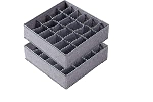 CYBERNOVA 2 Pack Sock Underwear Drawer Ties Organizer Dividers, 24 Cell Fabric Foldable Closet Organizers and Storage Boxes (