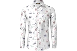 Mainfini Herren Weihnachtshemd Ugly Shirt Weihnachtskostüm Bad Taste Lustig Weihnachtliche Motive Top Langarm S-XXL