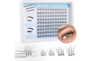 JIMIRE Self Adhesive Eyelashes Natural Pre Glued Lash Clusters No Glue Needed Press on Lashes Wispy Reusable Self Adhesive Cluster Lashes Eyelash Clusters Easy to Apply 9-12MM