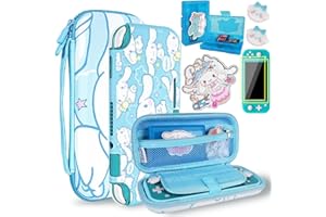 TIKOdirect Carrying Case for Switch Lite, Pretty Shockproof Portable Travel Bag with Soft Protective Case, Screen Protectors, Cute Thumb Grips Caps and Game Card Case, Blue