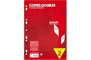 Calligraphe 5615AMZC Lot de 2 Paquets de Copies Doubles Perforées sous film (une Marque de Clairefontaine) - A4 21x29,7 cm - 200 Pages Grands Carreaux - Papier 70 g