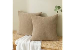 EMEMA Kordsamt Kissenbezug Dekorative Granulat Sofakissen Dekokissen Kissenbezüge Kissenhülle Couchkissen Überwurf Kissen Bezug Zierkissen für Couch Sofa Wohnzimmer 2er Set 40x40 cm Braun