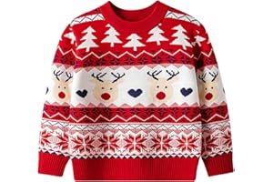 Goodstoworld Kinder Weihnachtspullover Ugly Junge Knitted Sweater Mädchen Christmas Pullover Lustig Weihnachtspulli Rundhals Strickpullover