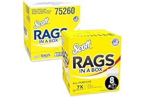 SCOTT SHOP ORIGINAL Scott Rags In A Box 75260 - Heavy Duty Disposable Towels - 8 Boxes x 200 White Shop Towels (1,600 Paper Towels Total)