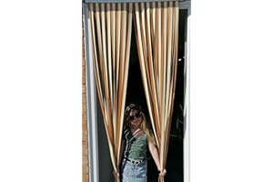 HOLLAND PLASTICS ORIGINAL BRAND Heavy Duty Bug Blind,Strip Blind/Fly Blind-80cm wide (Standard UK door width)-GOLD/CREAM Complete with self adhesive fitting hooks for uPVC Door frames