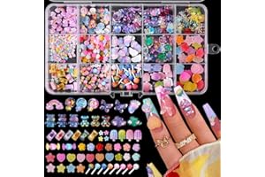 DOUBORQ 3D Mix Assorted Color Acrylic Multi Cute Nail Art Charms Hollow Candy Jewelry Supplies for Nail Art Design DIY Crafts Accessories (Multicolor)