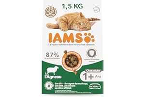 IAMS Vitality - Croquettes Premium Chats Adultes 100% Complètes Et Ã‰quilibrées - A L'Agneau - Sans OGM Colorant Arôme Artificiel - Sac Refermable 1,5