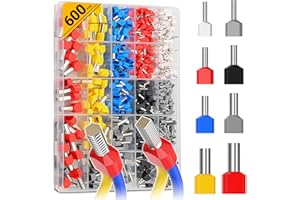 Puntalini Elettrici a Crimpare 600 pezzi, Preciva anello a Crimpare, Capocorda a Crimpare Dimensione 2 * 0,5-10mm² adatti per crimpatura fai da te e industriale