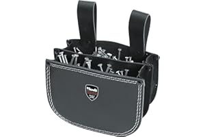 ‎KWB kwb Nageltasche für Dachdecker, aus Leder, mit Zwei Fächern und Gürtelschlaufe zum Einhängen in Schwarz, doppelt Fach