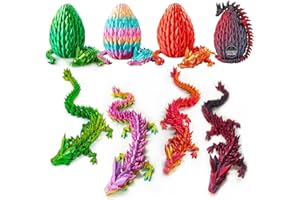 Merrwon 4PCS 3D Printed Dragon Eggs, 3D Printer Articulated Crystal Dragon Fidget Toys and Decoration, for Kids
