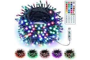 ‎BRIZLABS BrizLabs Weihnachtslichterkette Innen, 10M 100 LED USB Bunt Lichterkette Außen Farbwechsel RGB Weihnachtsdeko Aussen Wasserdicht mit Fernbedienung Timer für Garten Baum Zimmer Party Halloween