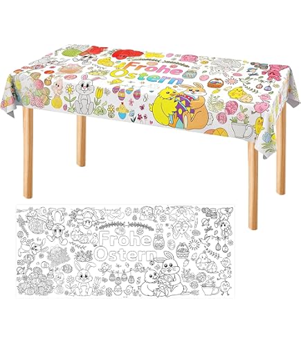 Ausmaltischdecke Für Kinder – Ostermotive, 183x76 Cm, Extra Groß – Papier-Tischdecke Zum Malen Für Basteln, Geburtstag & Klassenfeste