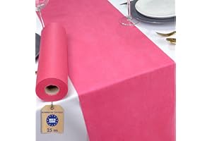 NATUARTE, Runner da Tavola Rosa Fucsia, Rotolo in TNT da 25 metri x 30 centimetri, Decorazione Tavola, Stoffa Decorazione Matrimonio, Battesimi, Comunioni, Compleanni, Colore Rosa Fucsia