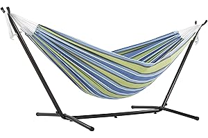 Vivere UHSDO8-24 - Hamaca con soporte incluido, multicolor, 250 cm, doble, diseño Oasis