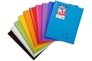 Clairefontaine 386601C Un Cahier à Spirale Koverbook - 24x32 cm - 160 Pages Petits Carreaux avec Marge - Papier Blanc 90 g - Couverture Polypro Couleur Aléatoire