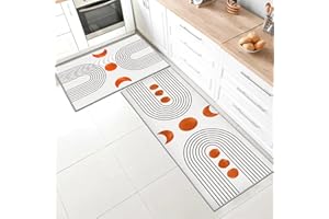 SHUAIG Kitchen Rug Set 2 Piece Non Slip Washable,Kitchen Mat Anti Fatigue Set,kitchen carpets with anti-slip stickers for Home Decoration(Style O, 40x60 + 40x120 cm)