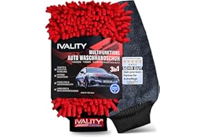 ‎IVALITY Ivality® Premium 3 in1 Auto Waschhandschuh – Mikrofaser Handschuh Lackschonend & Saugstark - Kratzfrei Schwamm Kfz Mit Gummibund Für Auto Waschen , Felgenreiniger & Insekten entferner