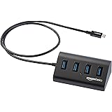 Amazon Basics USB 3.1 Type-C to 4-Port Aluminum Hub, Black