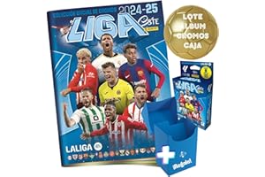 UTOPIA GOODS Panini Cromos Liga Este 24/25 - Packs con Diferentes Versiones del Producto y Regalo de Cajita para Cromos Surtidos - Cartas de Futbol (No Adrenalyn 2023 2024, ni Eurocopa) (Álbum+8 Sobres)