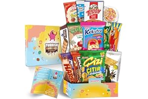 Boîte à bonbons midi avec 13 collations | Bonbons américains et japonais similaires American Candy Box | Boîte à collations de Turquie | Collations pleine grandeur dans une boîte à bonbons