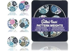 The Quilted Bear Poids De Couture - Ensemble De Poids Pour Tissu Et Couture Résistants Aux Rayures Pour Papier Patron Couture Avec Étui De Rangement (Kate Heiss - Fleurs)