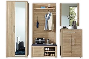 Stella Trading GO percheros con Efecto Roble Sonoma Claro, Cromo, Juego de Armario, 5 Unidades