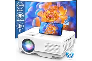 Mini Proiettore 5G WiFi Bluetooth con 50% Zoom, AKATUO 12000L Proiettore Portatile Full HD 1080P, Videoproiettore Home Theater Compatibile con Smartphone/Tablet/HDMI/TV Stick/USB