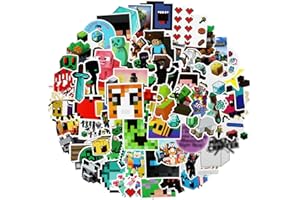 PIKAPIKA 50 Stück Minecraft Sticker Pack Auto Aufkleber Minecraft Sticker Bomb Mix Aufkleber für Laptop Skateboard Gitarre Gepäck Wasserflasche Telefon