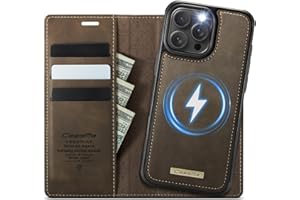 Coverilo Handyhülle für iPhone 15 Pro Hülle Abnehmbar 2-in-1 Magnetische Premium PU Leder Klapphülle Kabelloses Laden Kartenfach RFID Schutz Standfunktion Schutzhülle für iPhone 15 Pro – Braun