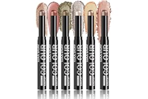 HQDA 6PCS Eyeshadow Stick Set, Waterproof Long Lasting Eyeshadow Stick Sets Create Glitter Eye Makeup (# SetB)