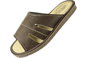 APREGGIO Kapcie męskie skórzane – ręcznie wykonane męskie pantofle – skórzane kapcie męskie – wygodne kapcie męskie – wygodne kapcie męskie z gumową podeszwą