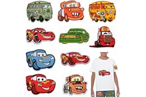 MODALI Cars Flicken zum Aufbügeln Kinder Erwachsene, 10 Stück Auto Patches zum Aufnäher Set, Embroidered Iron on Patches DIY Accessories, Bügelbilder für Aufnähen oder Aufbügeln auf Kleidung, Kleid, Jeans