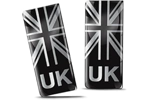 Biomar Labs 2 x 3D Gel Silicone Badge Car Number Plate Self-Adhesive Stickers GB UK United Kingdom Union Jack National Flag Silver EU Motorcycle Road Decals QS 10