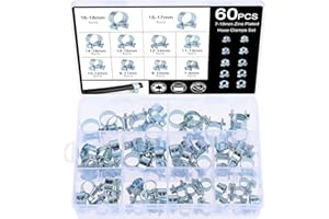 Faankiton 60 Pezzi Mini Fascette per Tubi di Iniezione di Carburante Zincate, 7-18mm Mini Iniezione Carburante Clip Tubo Zincato, Fascette per Tubi Regolabili, Fascette Stringitubo